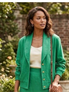 Joyce Jacket Size 10 Green Embroidered New without Tags Retro Vintage Boho